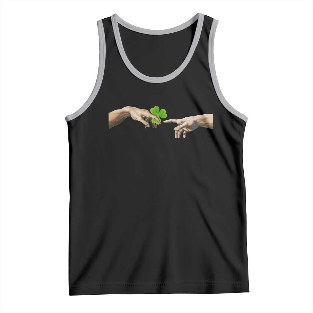 Funny St Patricks Day Shamrock The Creation of Adam Meme Tank Top TS11 Black Athletic Heather Print Your Wear