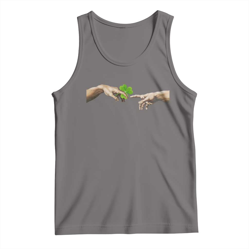 Funny St Patricks Day Shamrock The Creation of Adam Meme Tank Top TS11 Deep Heather Print Your Wear