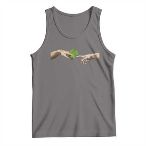 Funny St Patricks Day Shamrock The Creation of Adam Meme Tank Top TS11 Deep Heather Print Your Wear