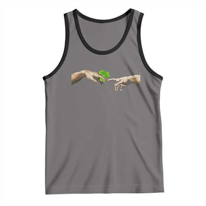 Funny St Patricks Day Shamrock The Creation of Adam Meme Tank Top TS11 Deep Heather Black Print Your Wear