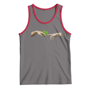 Funny St Patricks Day Shamrock The Creation of Adam Meme Tank Top TS11 Deep Heather Red Print Your Wear