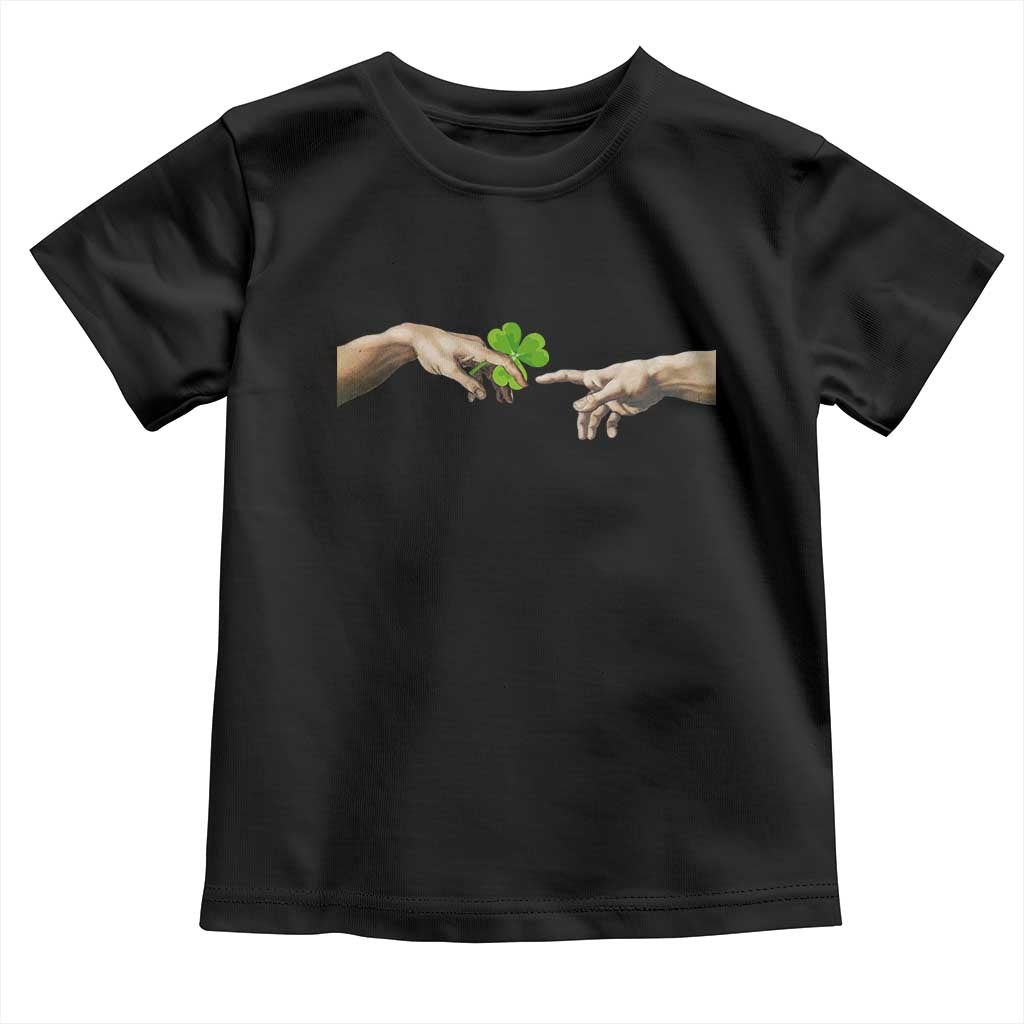 Funny St Patricks Day Shamrock The Creation of Adam Meme Toddler T Shirt TS11 Black Print Your Wear