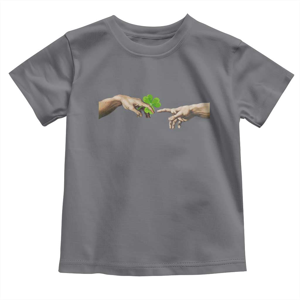 Funny St Patricks Day Shamrock The Creation of Adam Meme Toddler T Shirt TS11 Charcoal Print Your Wear