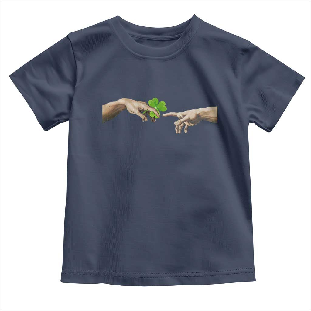 Funny St Patricks Day Shamrock The Creation of Adam Meme Toddler T Shirt TS11 Navy Print Your Wear