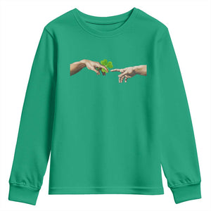 Funny St Patricks Day Shamrock The Creation of Adam Meme Youth Sweatshirt TS11 Irish Green Print Your Wear