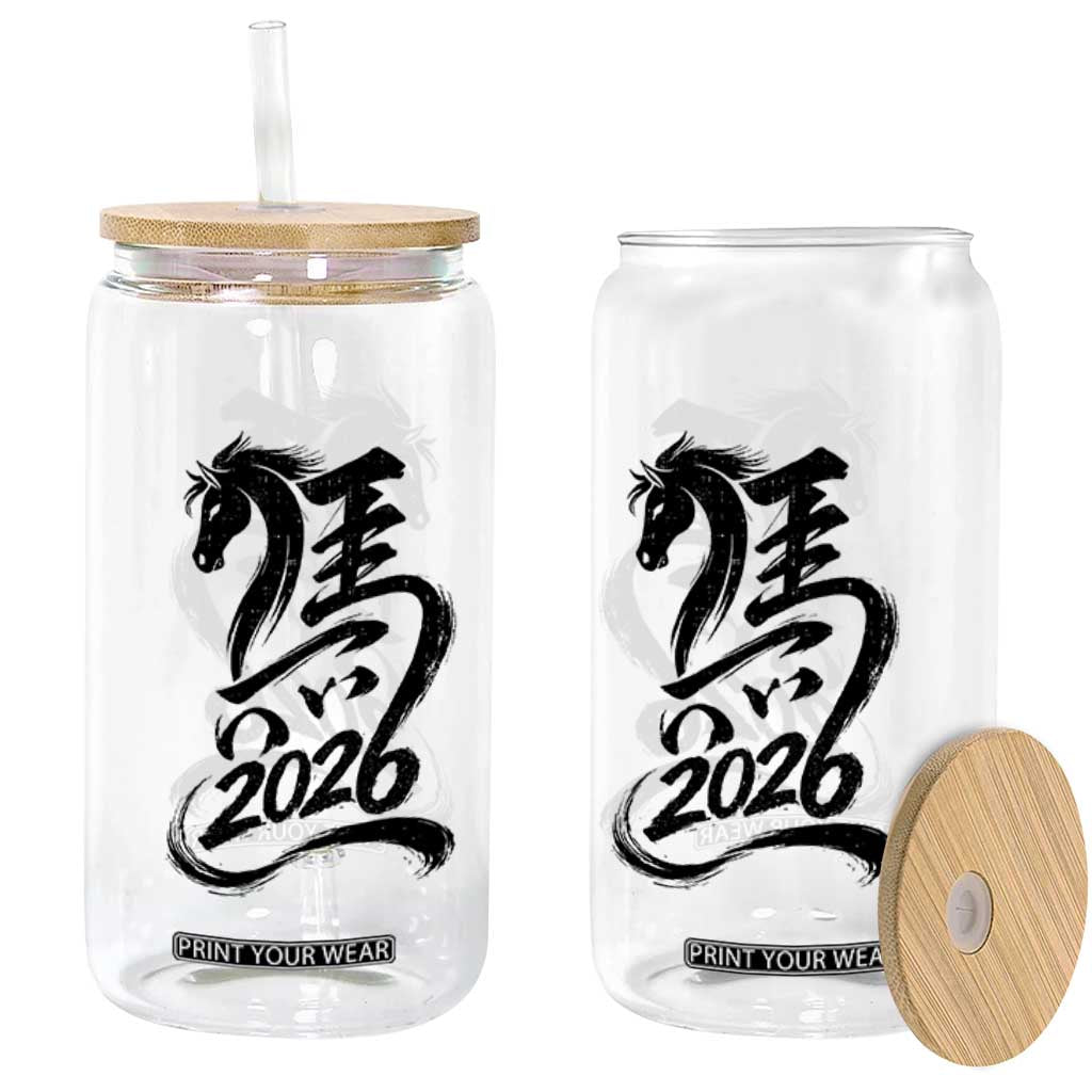 Chinese New Year 2026 Glass Can Year of The Horse Calligraphy Ink Art TS11 Print Your Wear