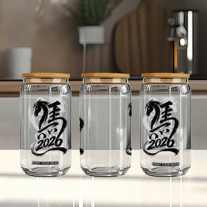 Chinese New Year 2026 Glass Can Year of The Horse Calligraphy Ink Art TS11 Print Your Wear