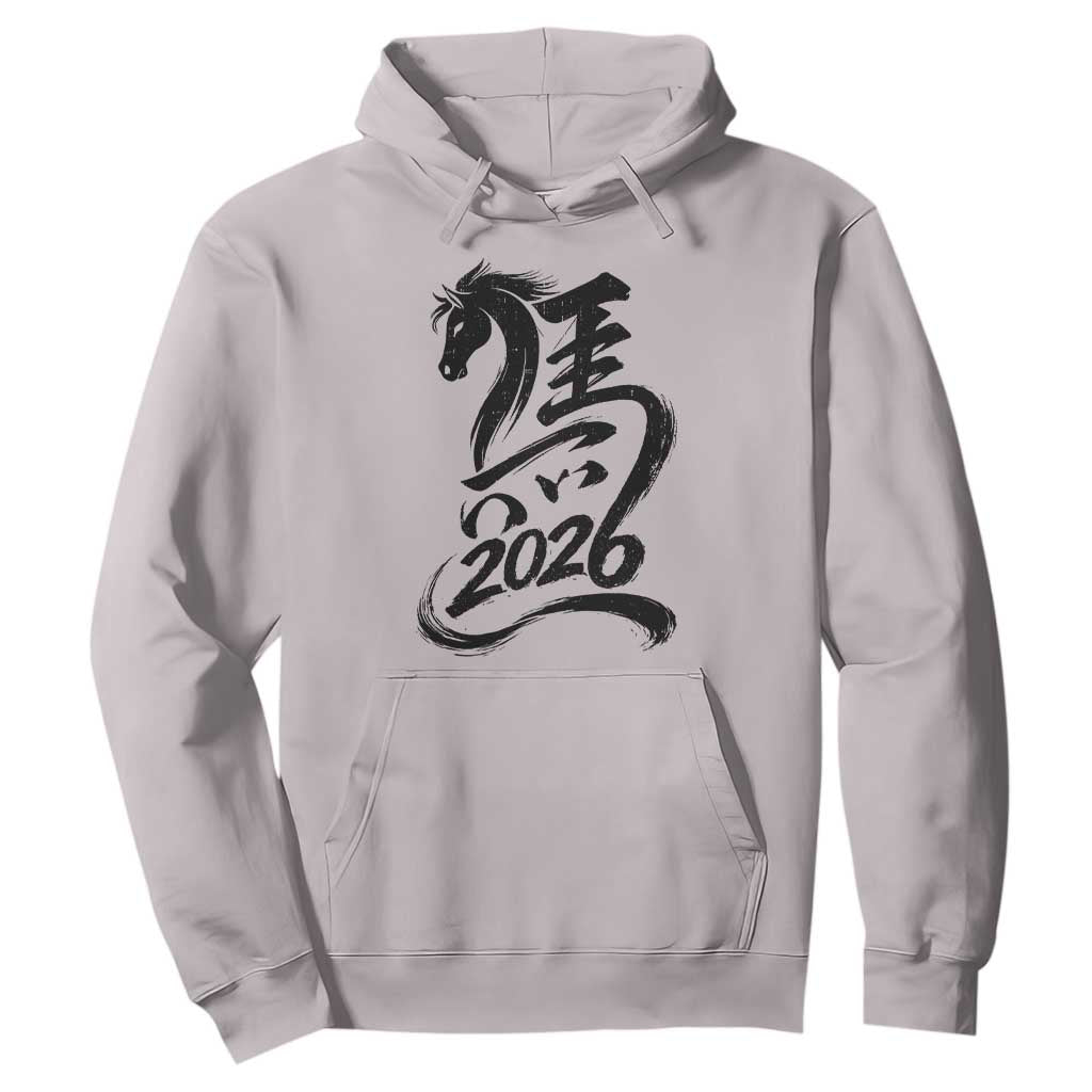 Chinese New Year 2026 Hoodie Year of The Horse Calligraphy Ink Art TS11 Ice Gray Print Your Wear