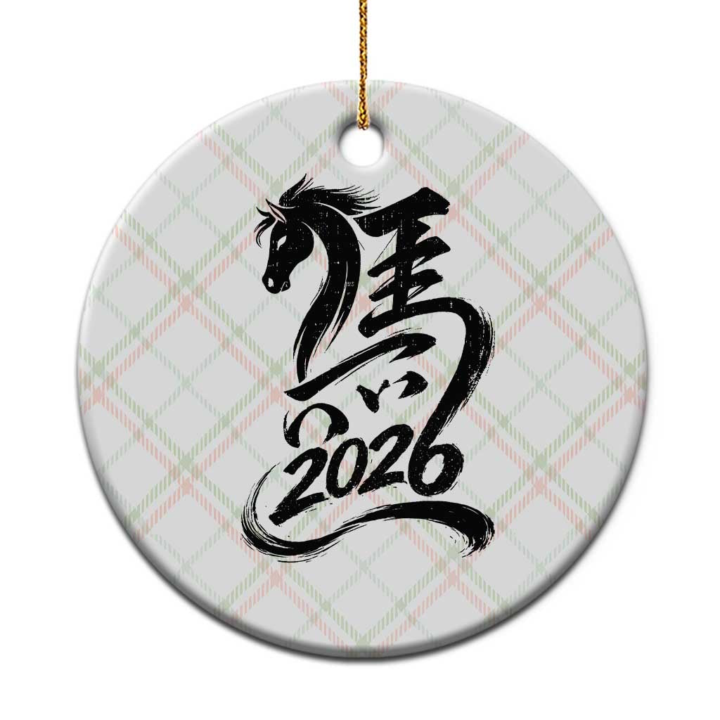 Chinese New Year 2026 Ceramic Ornament Year of The Horse Calligraphy Ink Art TS11 1pc Christmas Plaid Print Your Wear