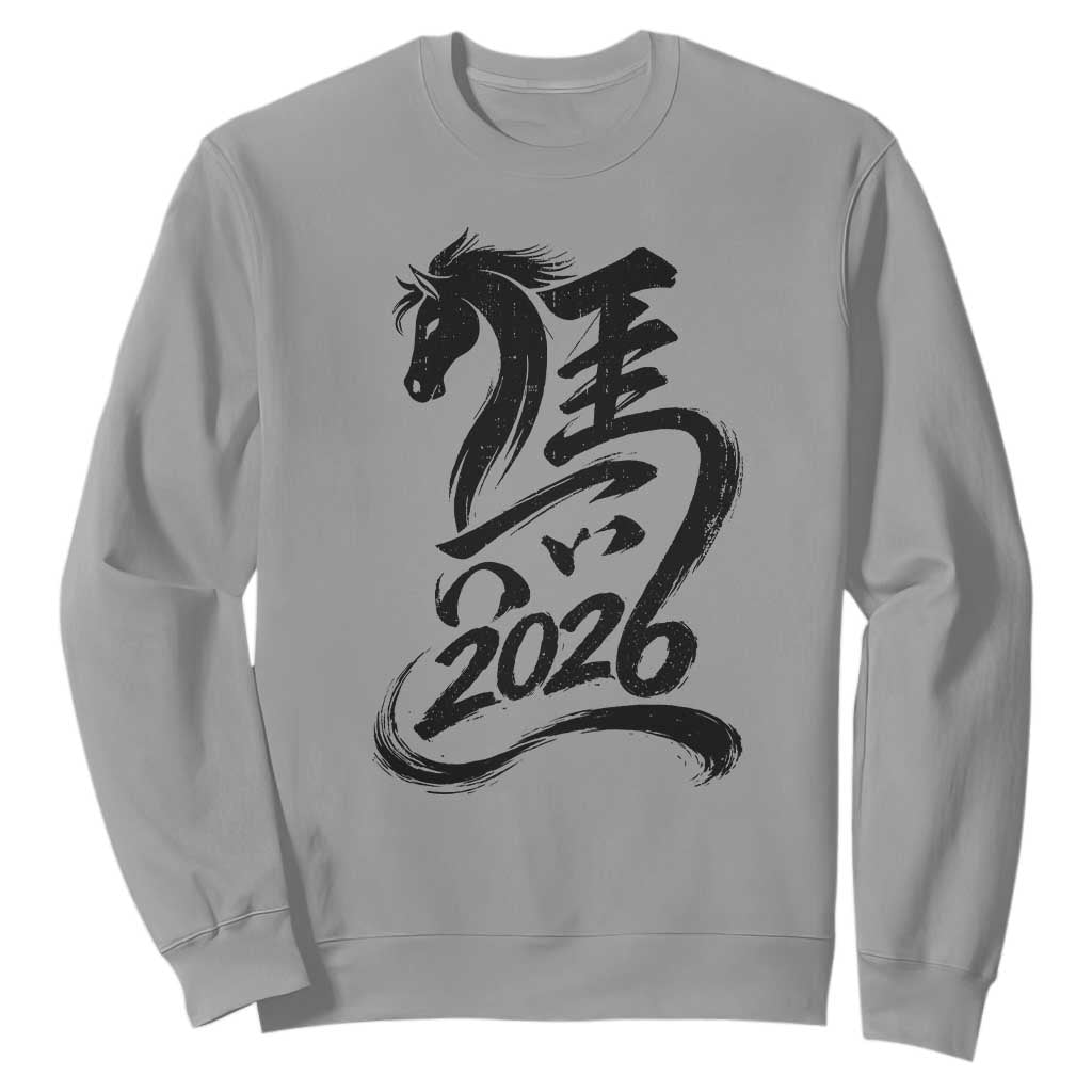Chinese New Year 2026 Sweatshirt Year of The Horse Calligraphy Ink Art TS11 Sport Gray Print Your Wear