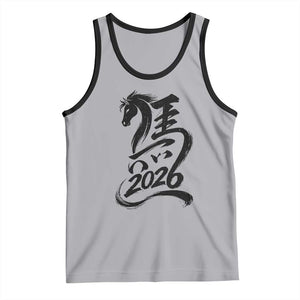 Chinese New Year 2026 Tank Top Year of The Horse Calligraphy Ink Art TS11 Athletic Heather Black Print Your Wear