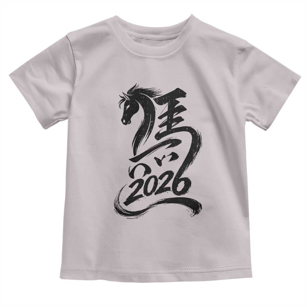 Chinese New Year 2026 Toddler T Shirt Year of The Horse Calligraphy Ink Art TS11 Ice Gray Print Your Wear
