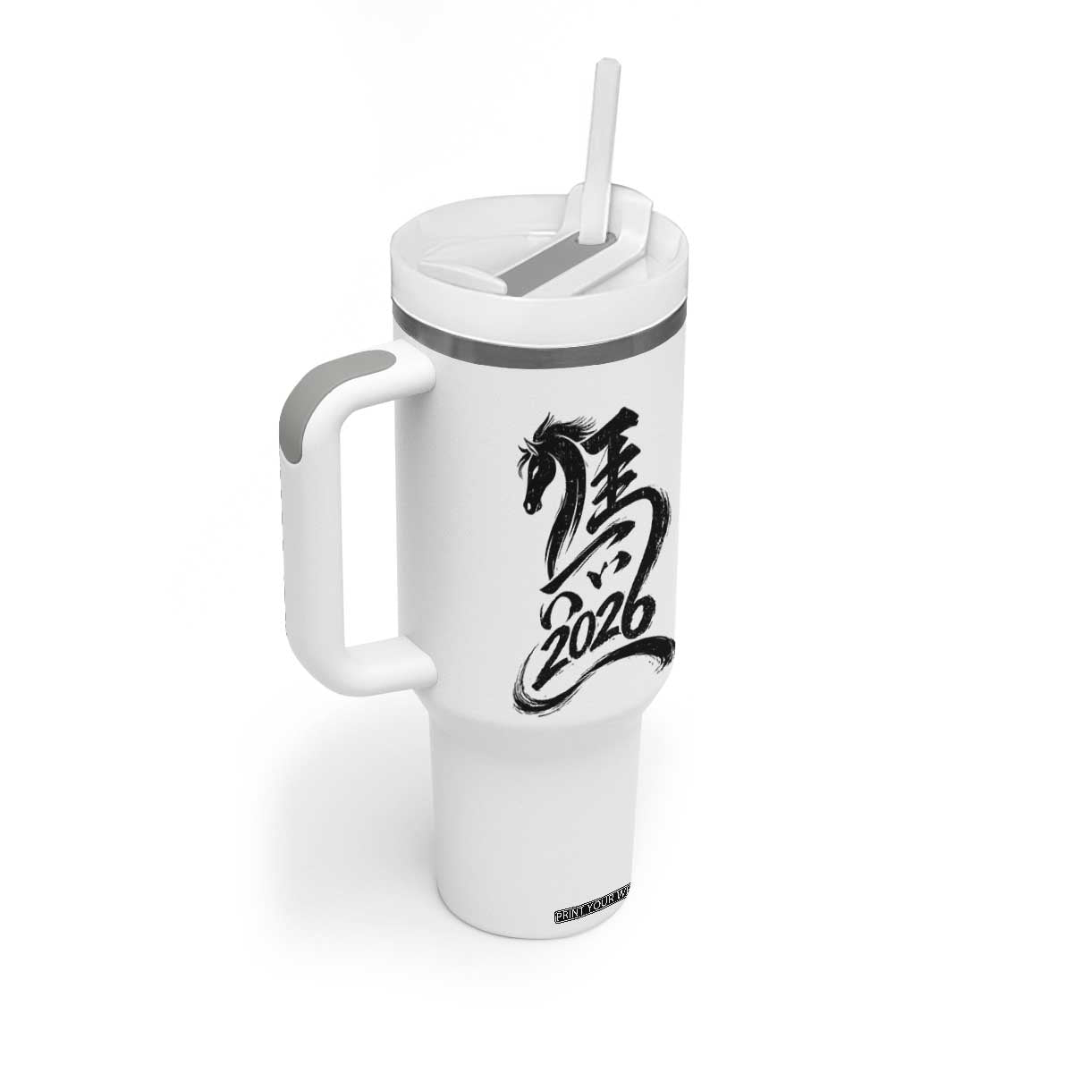 Chinese New Year 2026 Tumbler With Handle Year of The Horse Calligraphy Ink Art TS11 Print Your Wear