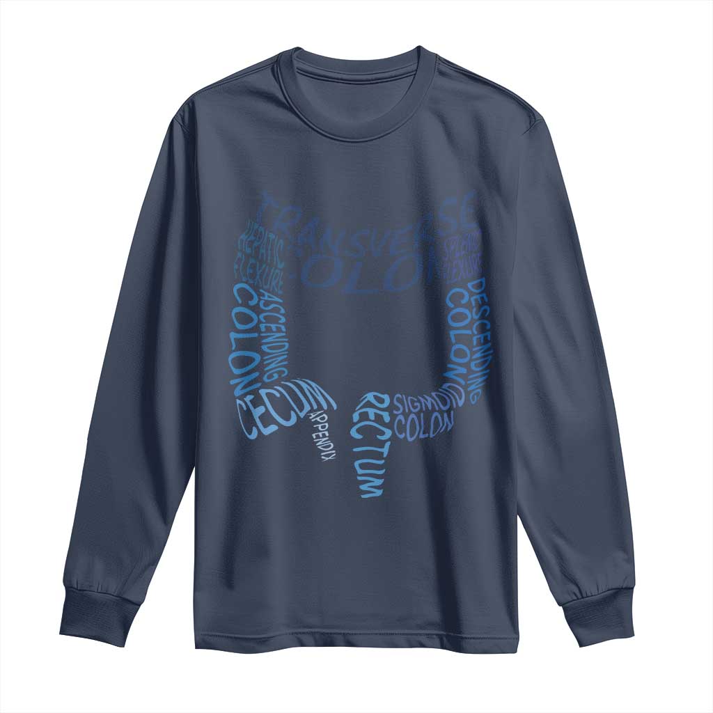 Funny GI Endoscopy Nurse Long Sleeve Shirt Vintage Retro Colon Anatomy Colonoscopy TS11 Navy Print Your Wear