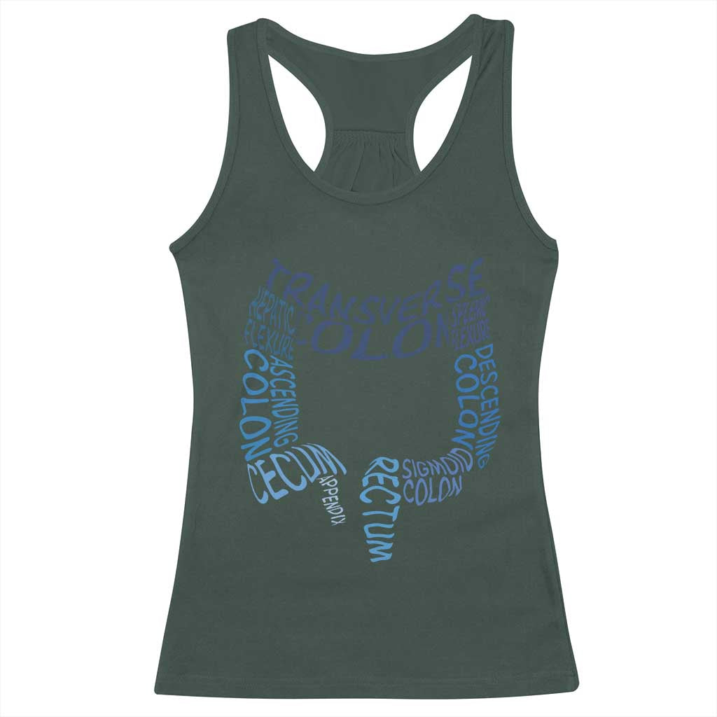 Funny GI Endoscopy Nurse Racerback Tank Top Vintage Retro Colon Anatomy Colonoscopy TS11 Dark Forest Green Print Your Wear