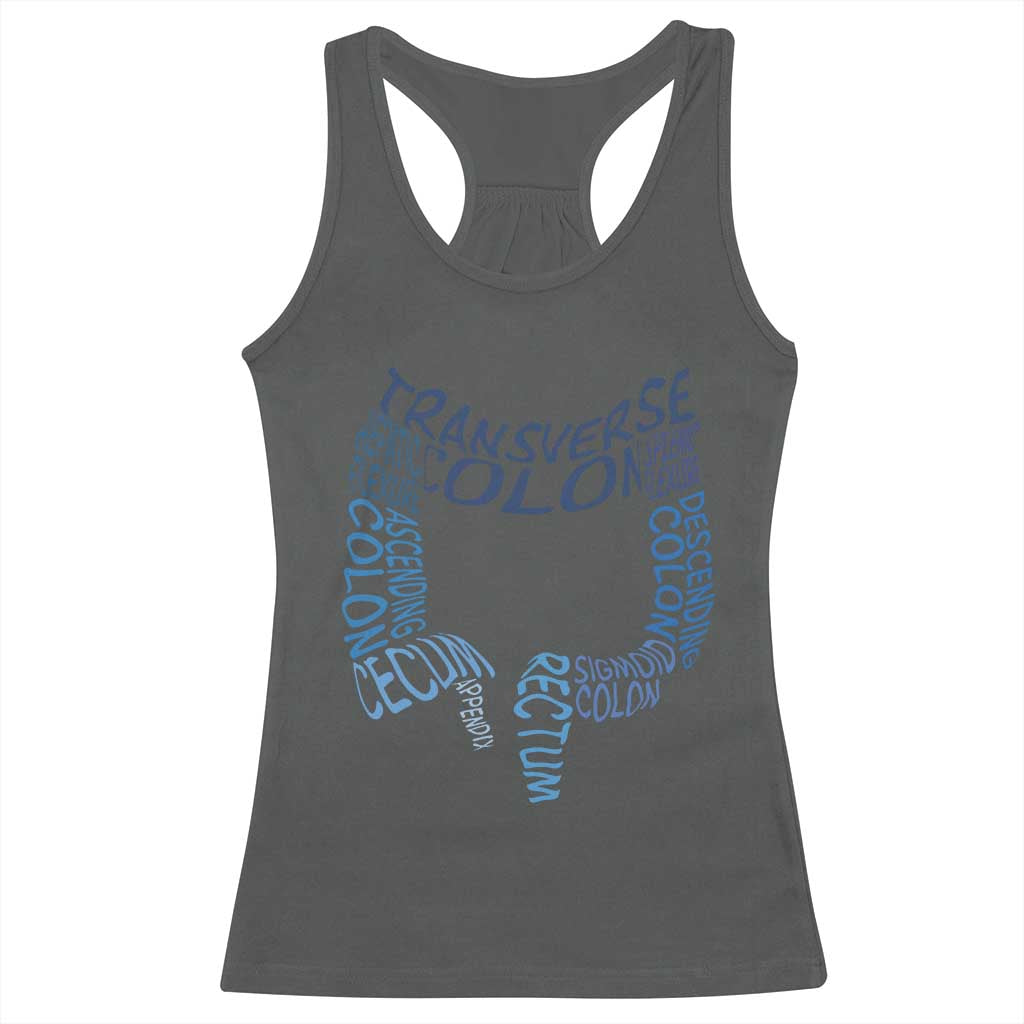 Funny GI Endoscopy Nurse Racerback Tank Top Vintage Retro Colon Anatomy Colonoscopy TS11 Dark Heather Print Your Wear
