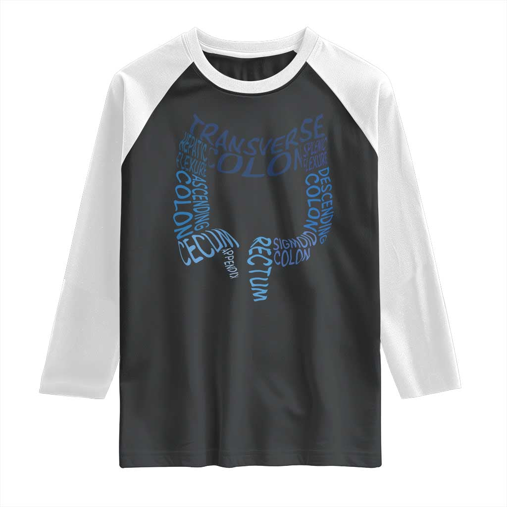 Funny GI Endoscopy Nurse Raglan Shirt Vintage Retro Colon Anatomy Colonoscopy TS11 Black White Print Your Wear