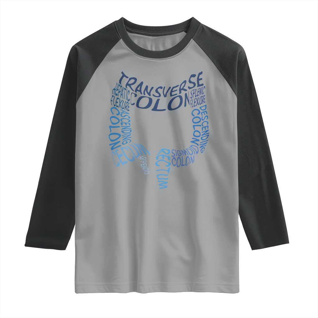 Funny GI Endoscopy Nurse Raglan Shirt Vintage Retro Colon Anatomy Colonoscopy TS11 Sport Gray Black Print Your Wear
