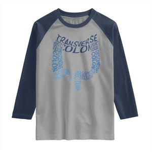 Funny GI Endoscopy Nurse Raglan Shirt Vintage Retro Colon Anatomy Colonoscopy TS11 Sport Gray Navy Print Your Wear