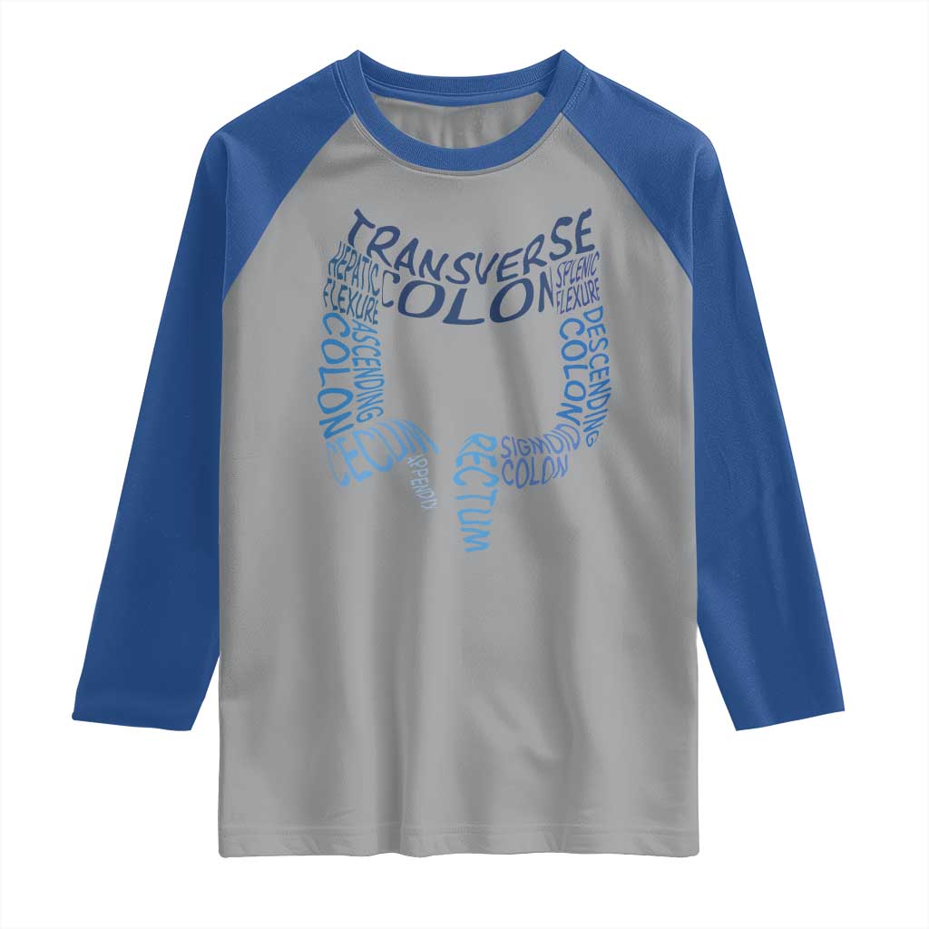 Funny GI Endoscopy Nurse Raglan Shirt Vintage Retro Colon Anatomy Colonoscopy TS11 Sport Gray Royal Print Your Wear