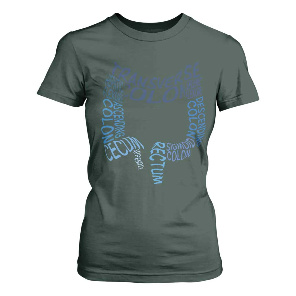 Funny GI Endoscopy Nurse T Shirt For Women Vintage Retro Colon Anatomy Colonoscopy TS11 Dark Forest Green Print Your Wear