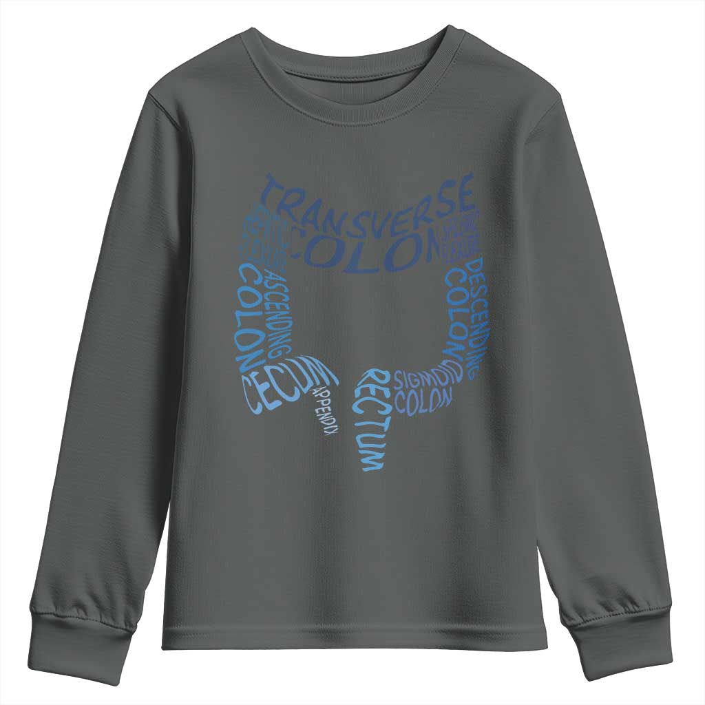Funny GI Endoscopy Nurse Youth Sweatshirt Vintage Retro Colon Anatomy Colonoscopy TS11 Dark Heather Print Your Wear