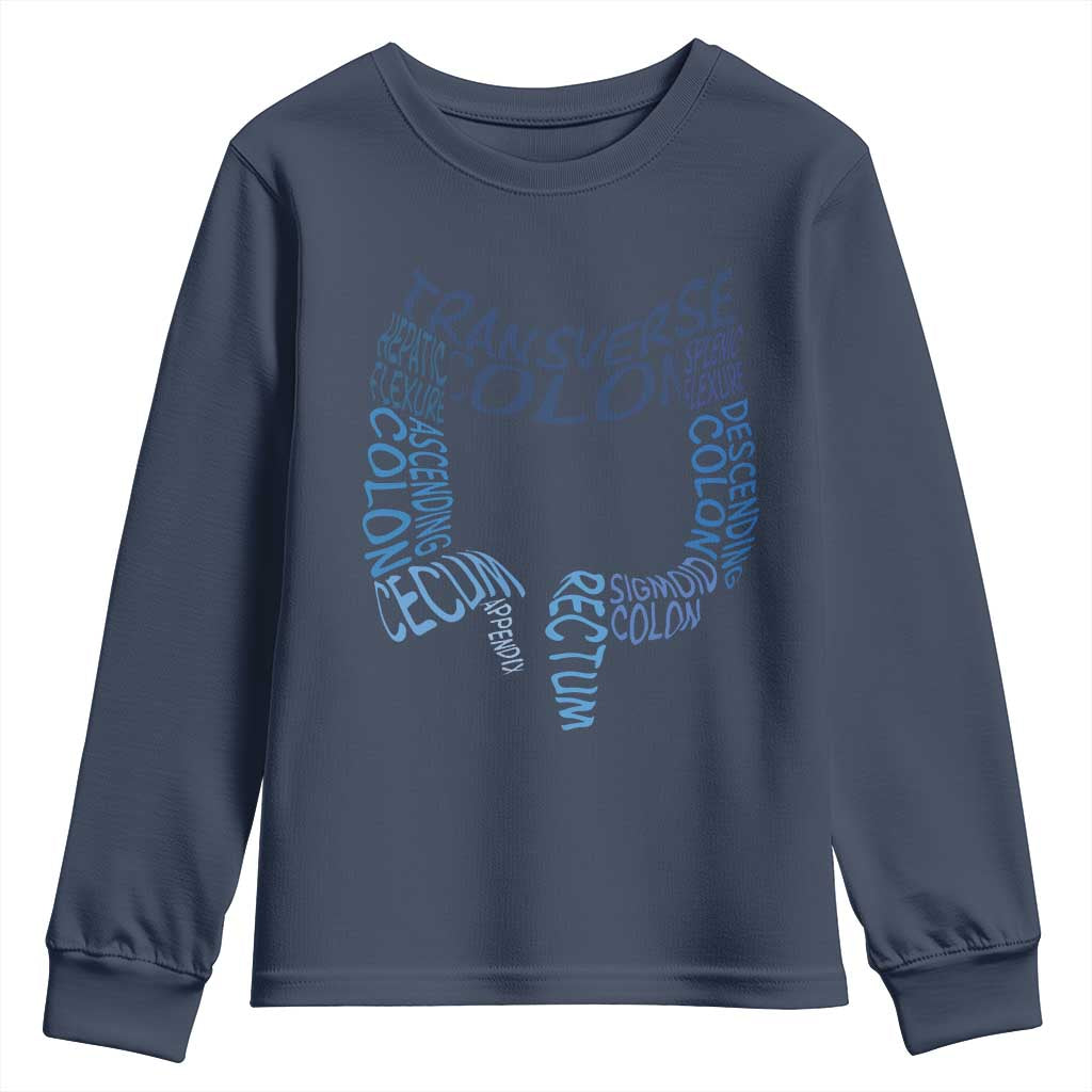 Funny GI Endoscopy Nurse Youth Sweatshirt Vintage Retro Colon Anatomy Colonoscopy TS11 Navy Print Your Wear