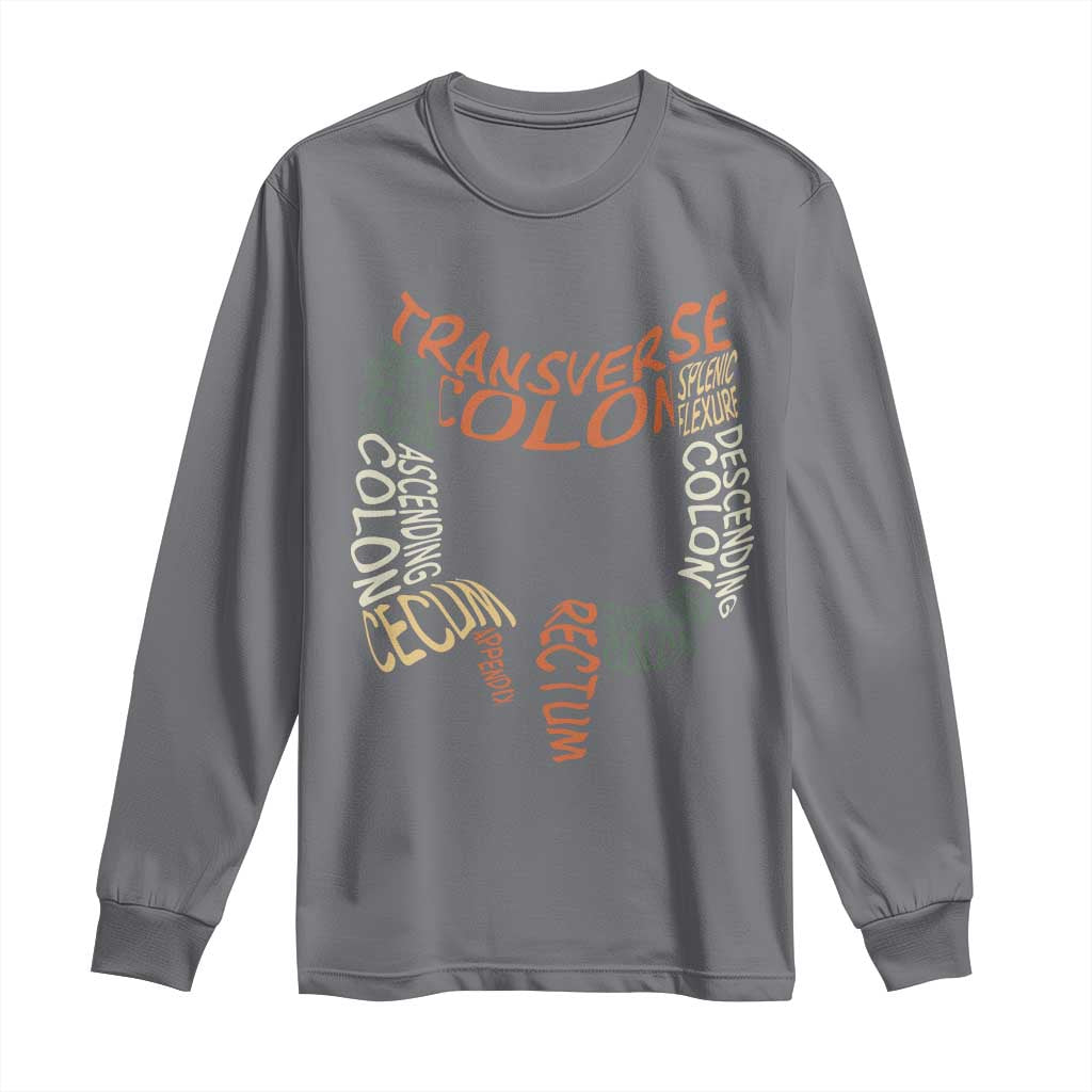 Funny GI Endoscopy Nurse Long Sleeve Shirt Colon Anatomy Colonoscopy TS11 Charcoal Print Your Wear