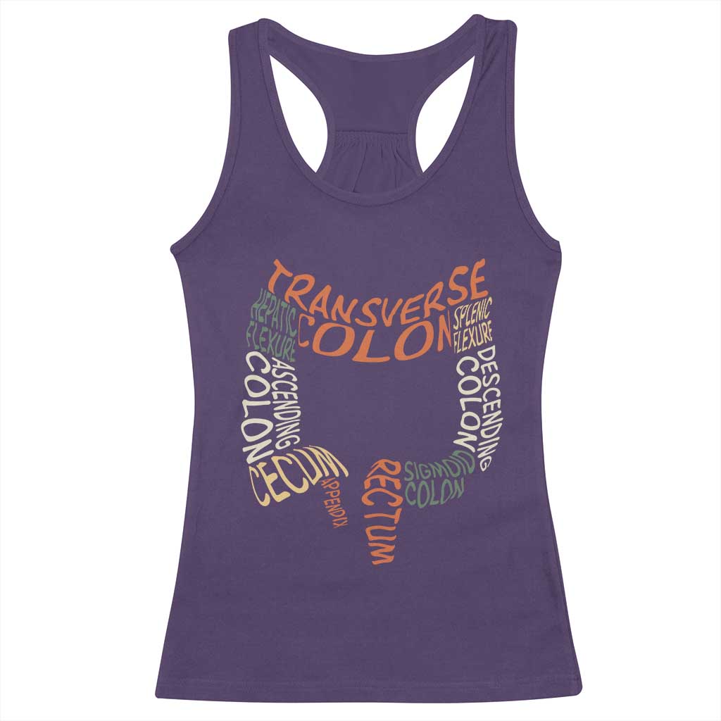 Funny GI Endoscopy Nurse Racerback Tank Top Colon Anatomy Colonoscopy TS11 Purple Print Your Wear