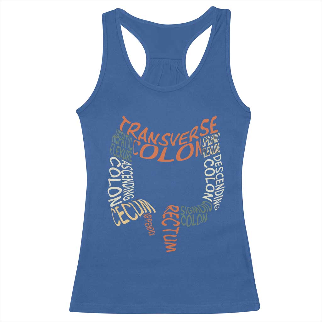 Funny GI Endoscopy Nurse Racerback Tank Top Colon Anatomy Colonoscopy TS11 Royal Blue Print Your Wear
