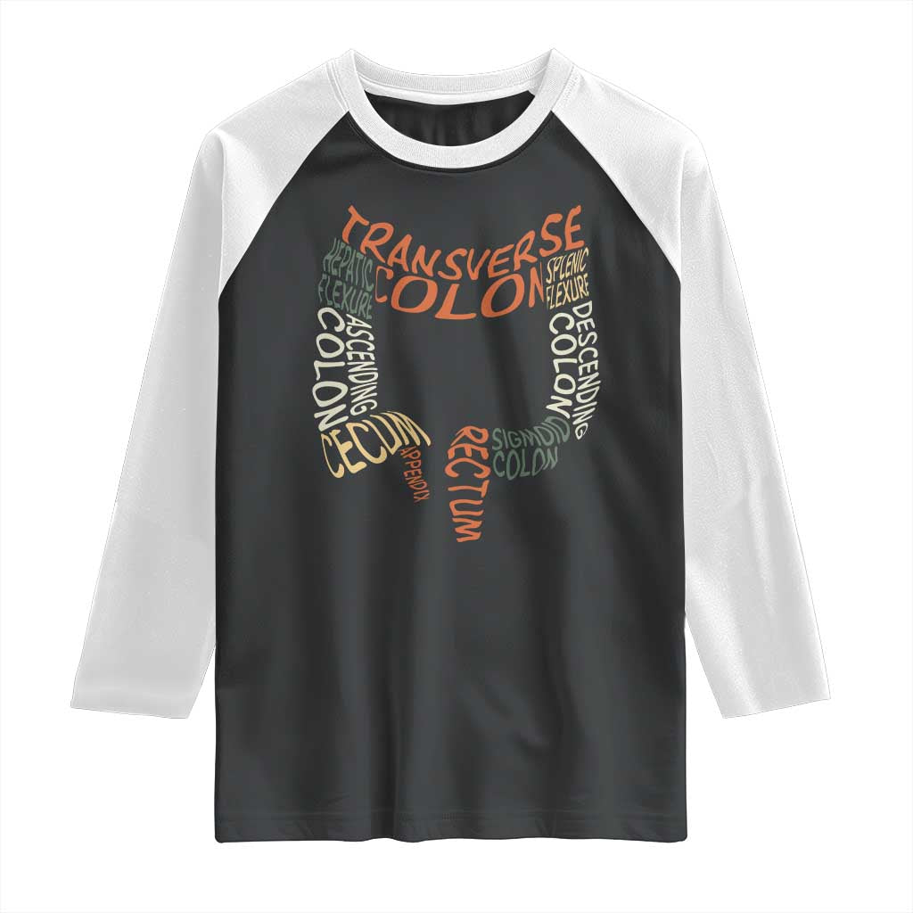 Funny GI Endoscopy Nurse Raglan Shirt Colon Anatomy Colonoscopy TS11 Black White Print Your Wear