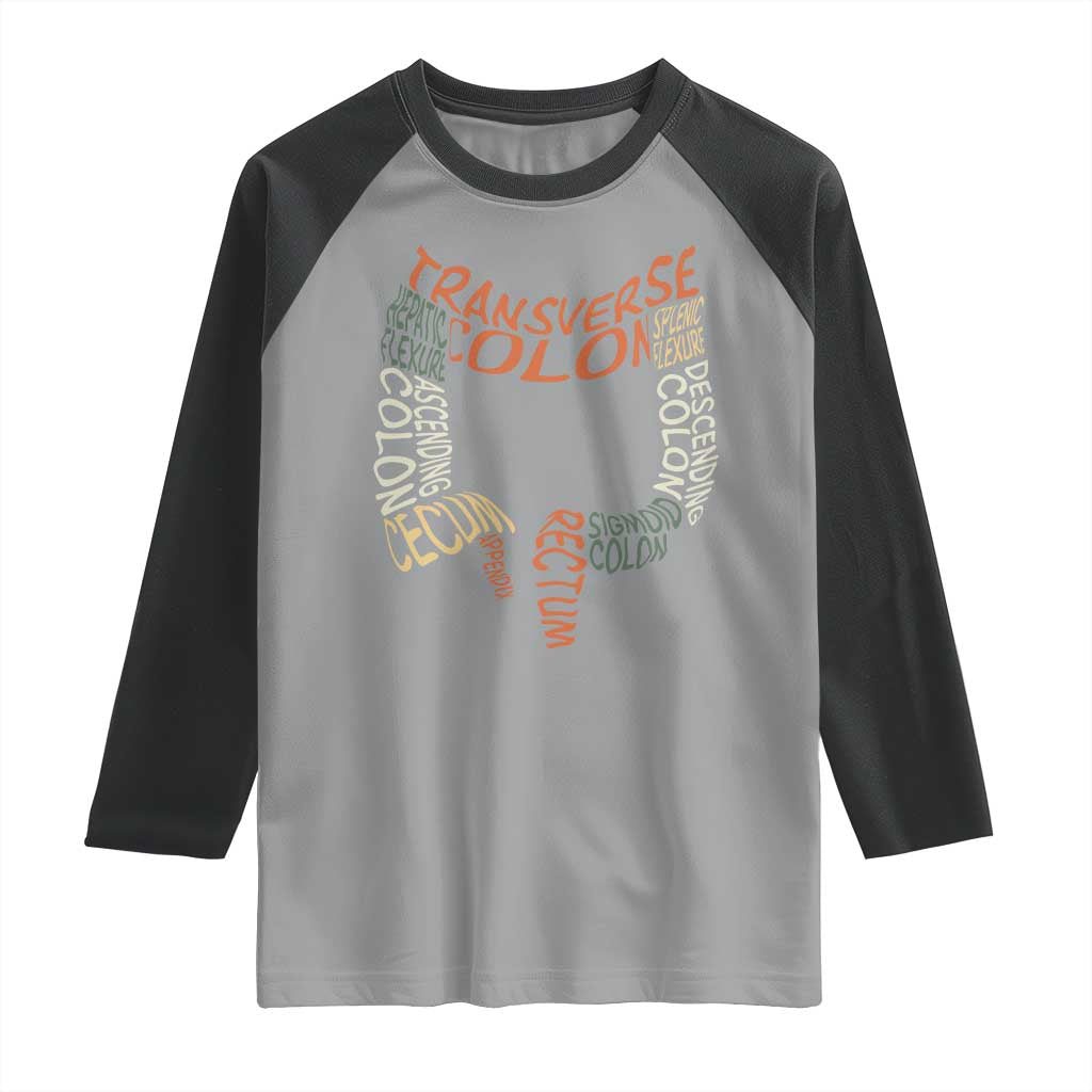 Funny GI Endoscopy Nurse Raglan Shirt Colon Anatomy Colonoscopy TS11 Sport Gray Black Print Your Wear