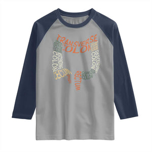 Funny GI Endoscopy Nurse Raglan Shirt Colon Anatomy Colonoscopy TS11 Sport Gray Navy Print Your Wear