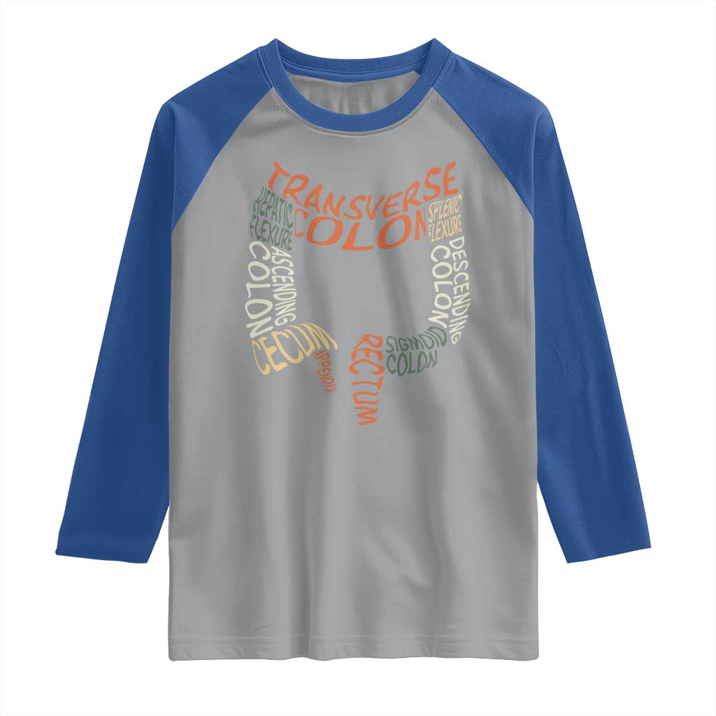 Funny GI Endoscopy Nurse Raglan Shirt Colon Anatomy Colonoscopy TS11 Sport Gray Royal Print Your Wear