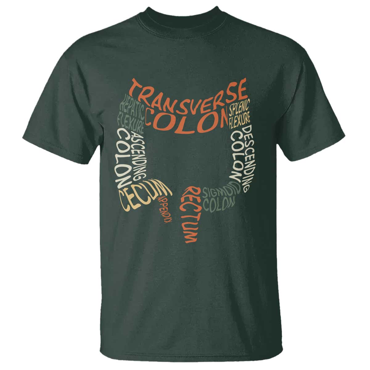 Funny GI Endoscopy Nurse T Shirt Colon Anatomy Colonoscopy TS11 Dark Forest Green Print Your Wear