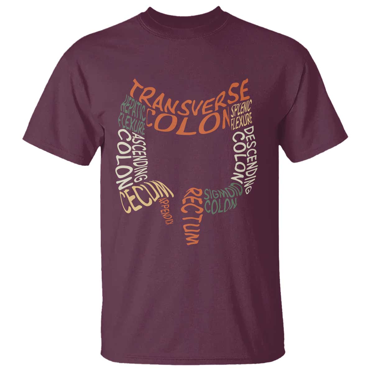 Funny GI Endoscopy Nurse T Shirt Colon Anatomy Colonoscopy TS11 Maroon Print Your Wear