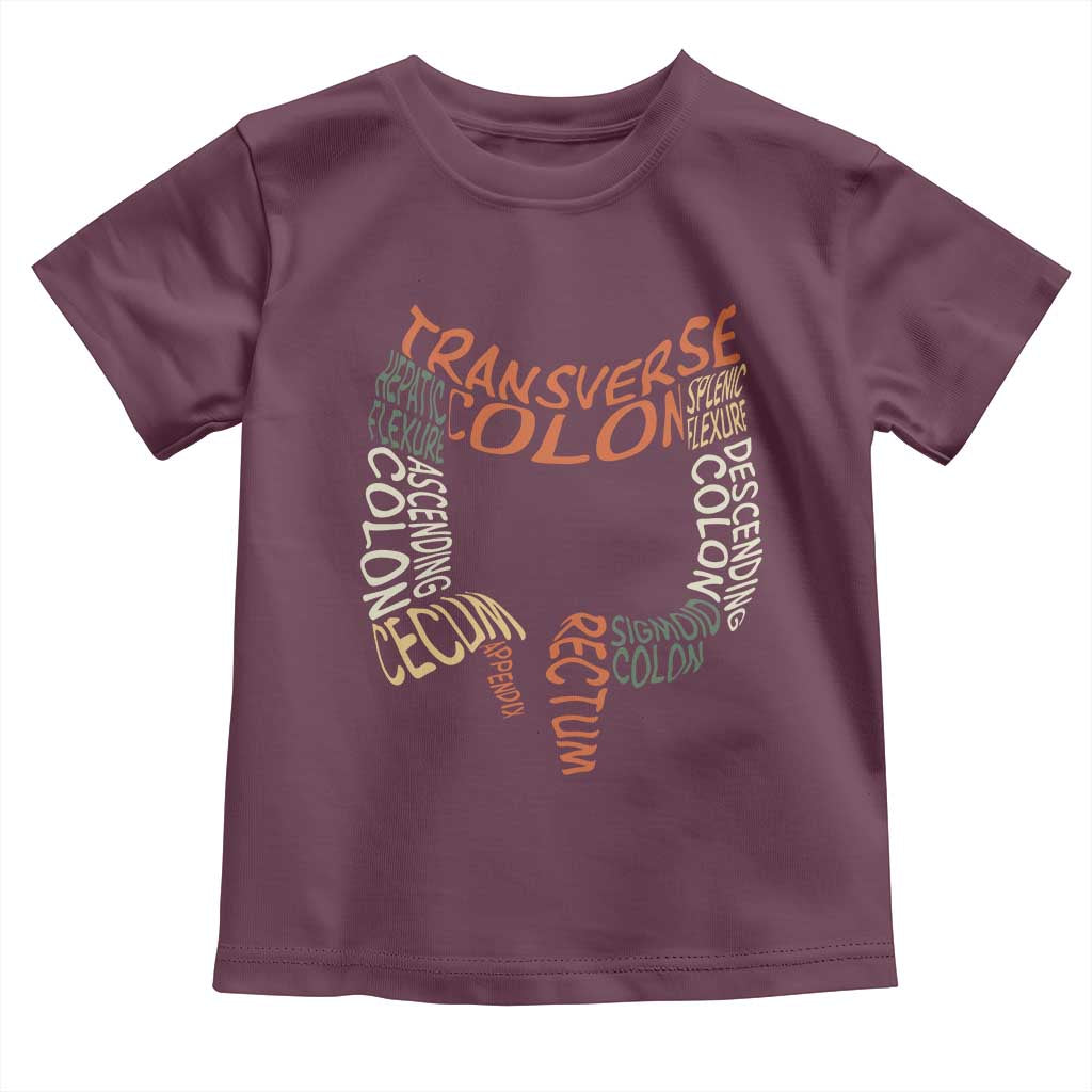 Funny GI Endoscopy Nurse Toddler T Shirt Colon Anatomy Colonoscopy TS11 Maroon Print Your Wear