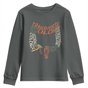 Funny GI Endoscopy Nurse Youth Sweatshirt Colon Anatomy Colonoscopy TS11 Dark Heather Print Your Wear