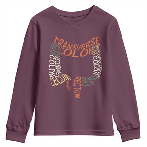 Funny GI Endoscopy Nurse Youth Sweatshirt Colon Anatomy Colonoscopy TS11 Maroon Print Your Wear