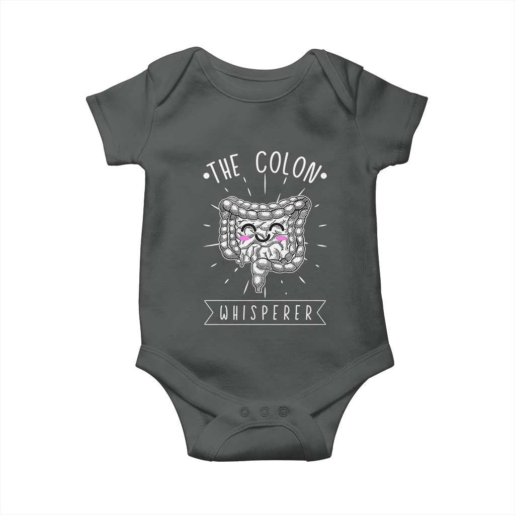 Funny Proctologist Endoscopy Nurse Baby Onesie The Colon Whisperer Endoscope Nurse TS11 Dark Heather Print Your Wear