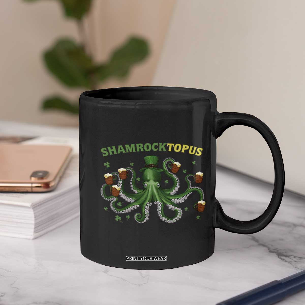 Funny St Patrick's Day Octopus Shamrocktopus Coffee Mug Irish Beer Mug TS11 Print Your Wear