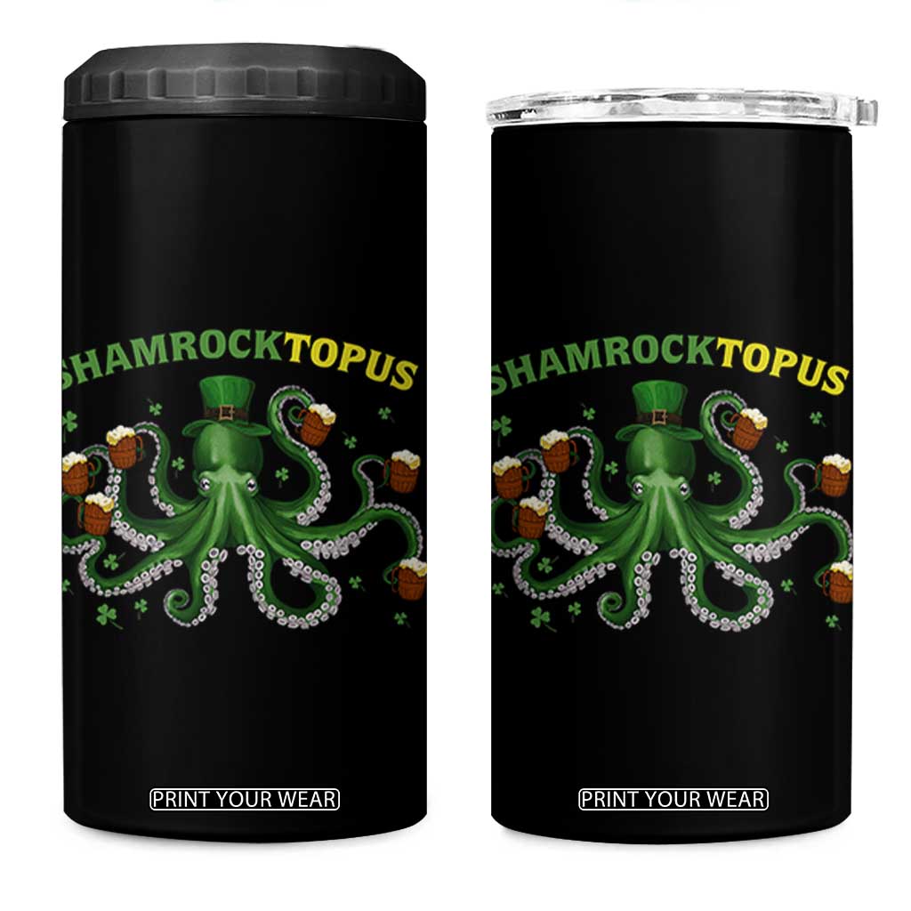 Funny St Patrick's Day Octopus Shamrocktopus 4 in 1 Can Cooler Tumbler Irish Beer Mug TS11 One Size: 16 oz Black Print Your Wear