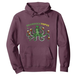 Funny St Patrick's Day Octopus Shamrocktopus Hoodie Irish Beer Mug TS11 Maroon Print Your Wear