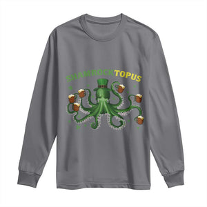 Funny St Patrick's Day Octopus Shamrocktopus Long Sleeve Shirt Irish Beer Mug TS11 Charcoal Print Your Wear