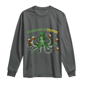 Funny St Patrick's Day Octopus Shamrocktopus Long Sleeve Shirt Irish Beer Mug TS11 Dark Heather Print Your Wear
