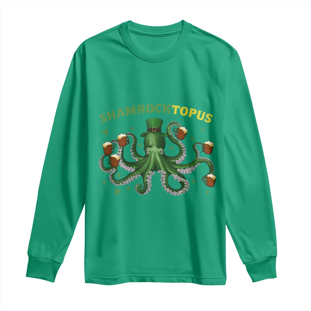 Funny St Patrick's Day Octopus Shamrocktopus Long Sleeve Shirt Irish Beer Mug TS11 Irish Green Print Your Wear