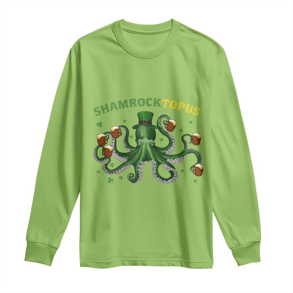 Funny St Patrick's Day Octopus Shamrocktopus Long Sleeve Shirt Irish Beer Mug TS11 Lime Print Your Wear