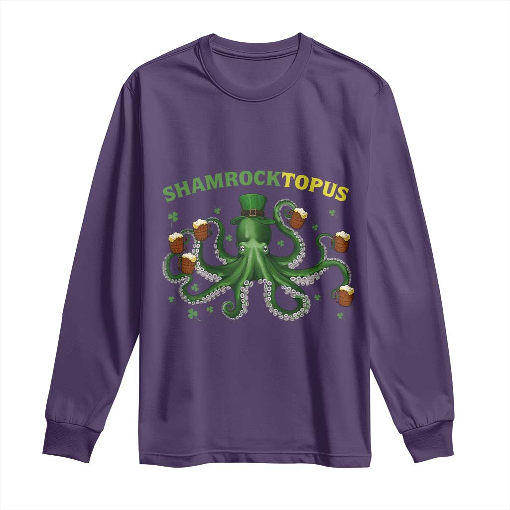 Funny St Patrick's Day Octopus Shamrocktopus Long Sleeve Shirt Irish Beer Mug TS11 Purple Print Your Wear