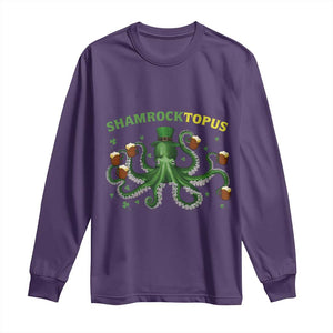 Funny St Patrick's Day Octopus Shamrocktopus Long Sleeve Shirt Irish Beer Mug TS11 Purple Print Your Wear
