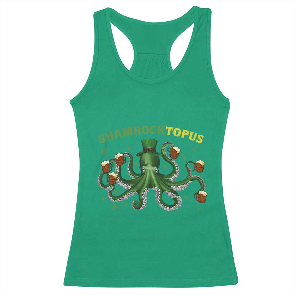 Funny St Patrick's Day Octopus Shamrocktopus Racerback Tank Top Irish Beer Mug TS11 Irish Green Print Your Wear